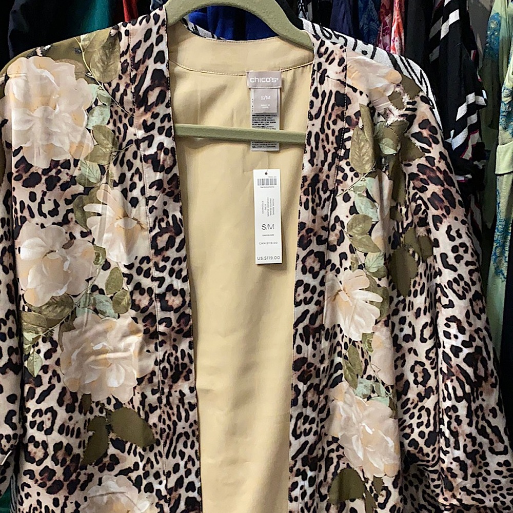 Chico’s brand new light weight kimono topper